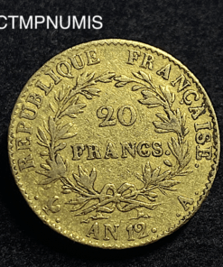 ,MONNAIE,CONSULAT,BONAPARTE,20,FRANCS,OR,AN,12,