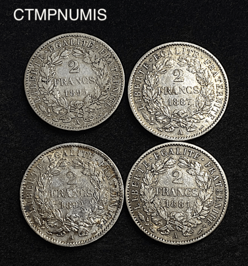 ,MONNAIE,2,FRANCS,ARGENT,CERES,1881,87,94,95,LOT,