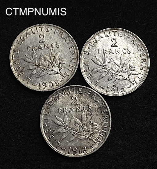,MONNAIE,2,FRANCS,SEMEUSE,ARGENT,1905,1913,1914,C,