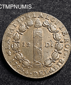 ,MONNAIE,12,DENIERS,LOUIS,XVI,CONSTITUTION,1792,LYON,