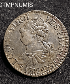 ,MONNAIE,3,DENIERS,LOUIS,XVI,CONSTITUTION,1792,D,LYON,