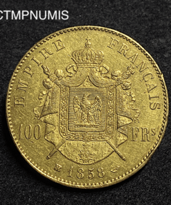 ,MONNAIE,100,FRANCS,OR,NAPOLEON,III,1858,BB,STRASBOURG,
