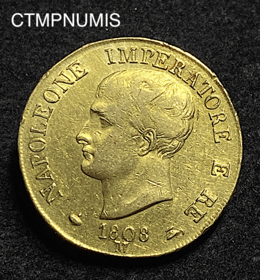 ,MONNAIE,ITALIE,40,LIRE,OR,NAPOLEON,1808,MILAN,