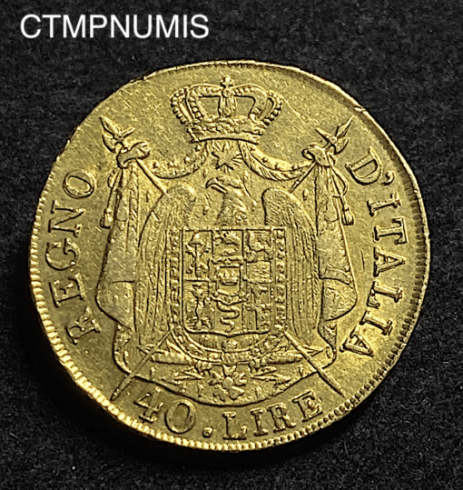 ,MONNAIE,ITALIE,40,LIRE,OR,NAPOLEON,1808,MILAN,