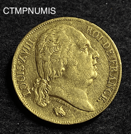 ,MONNAIE,20,FRANCS,OR,LOUIS,XVIII,1824,W,LILLE,