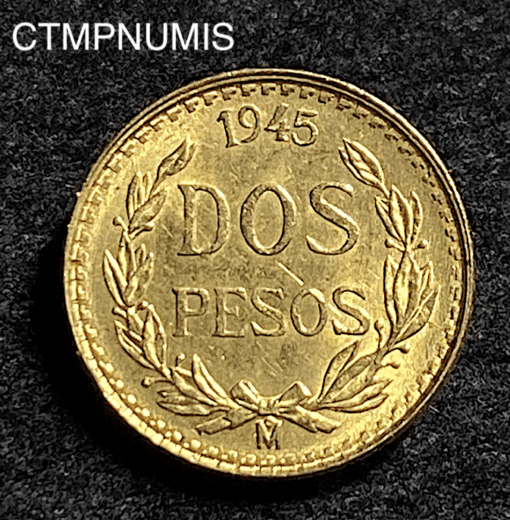 ,MONNAIE,MEXIQUE,2,PESOS,OR,1945,
