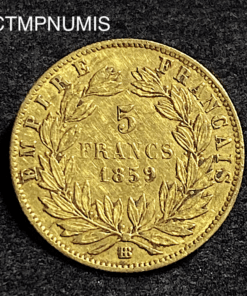 ,MONNAIE,5,FRANCS,OR,NAPOLEON,1859,STRASBOURG,