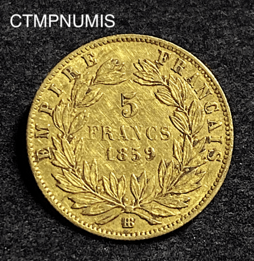 ,MONNAIE,5,FRANCS,OR,NAPOLEON,1859,STRASBOURG,