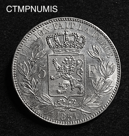 ,MONNAIE,BELGIQUE,5,FRANCS,ARGENT,LEOPOLD,1851,SPL,