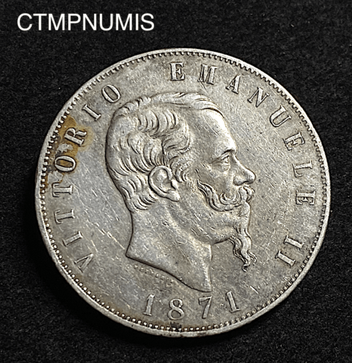 ,MONNAIE,5,LIRE,ARGENT,ITALIE,1871,R,ROME,
