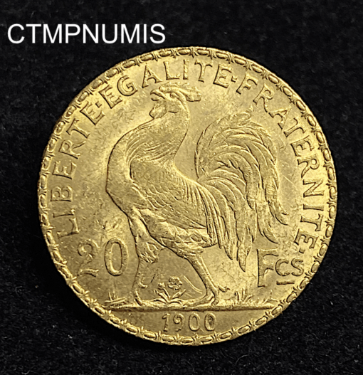 ,MONNAIE,20,FRANCS,OR,COQ,1900,
