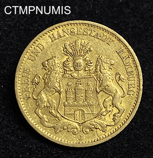 ,MONNAIE,HAMBOURG,20,MARK,OR,1884,