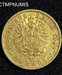 ,MONNAIE,HAMBOURG,20,MARK,OR,1884,