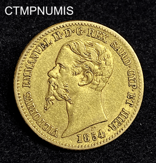 ,MONNAIE,ITALIE,20,LIRE,OR,1854,GENES,