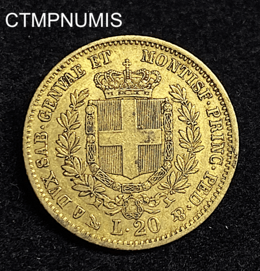 ,MONNAIE,ITALIE,20,LIRE,OR,1854,GENES,