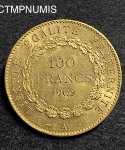 ,MONNAIE,100,FRANCS,OR,GENIE,1909,