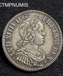 MONNAIE ROYALE   1/4 ECU  ARGENT  A LA MECHE COURTE   LOUIS XIV   1645 A  PARIS    5 SUR 4   SUP