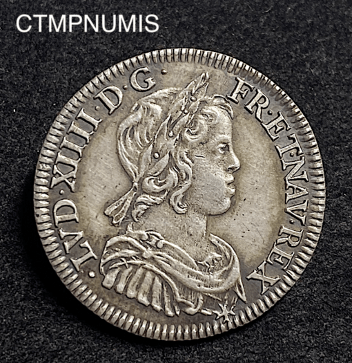 MONNAIE ROYALE   1/4 ECU  ARGENT  A LA MECHE COURTE   LOUIS XIV   1645 A  PARIS    5 SUR 4   SUP