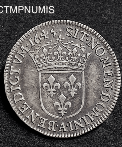 ,MONNAIE,1/4,ECU,MECHE,COURTE,LOUIS,XIV,1645,