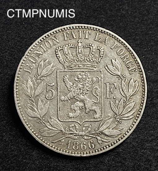 ,MONNAIE,BELGIQUE,5,FRANCS,ARGENT,1866,F.,