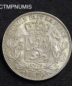 ,MONNAIE,BELGIQUE,5,FRANCS,ARGENT,1870,SUP,