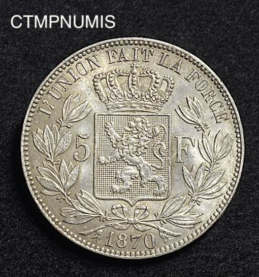 ,MONNAIE,BELGIQUE,5,FRANCS,ARGENT,1870,SUP,