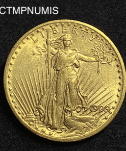 ,MONNAIE,ETATS,UNIS,20,DOLLAR,OR,1909,SUR,8,