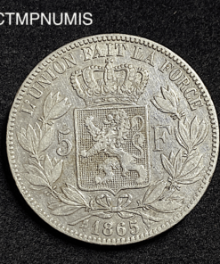 ,MONNAIE,BELGIQUE,5,FRANCS,ARGENT,1865,
