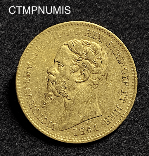 ,MONNAIE,ITALIE,20,LIRE,OR,1861,TURIN,