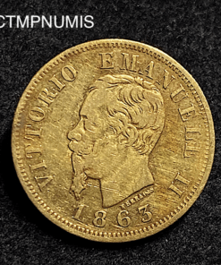 ,MONNAIE,ITALIE,20,LIRE,OR,1863,TURIN,