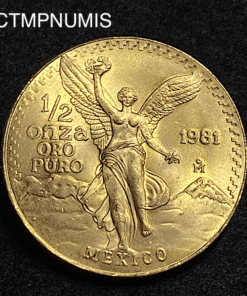 ,MONNAIE,MEXIQUE,1/2,ONCE,OR,PUR,1981,