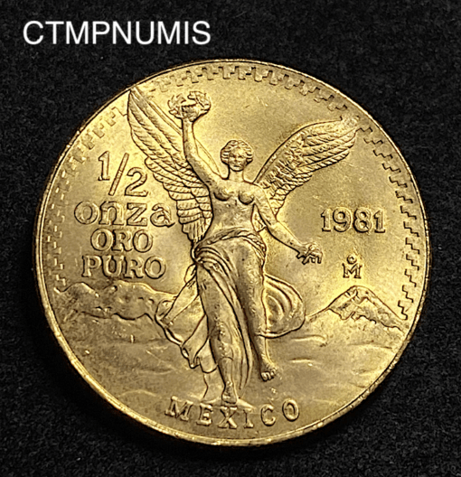 ,MONNAIE,MEXIQUE,1/2,ONCE,OR,PUR,1981,