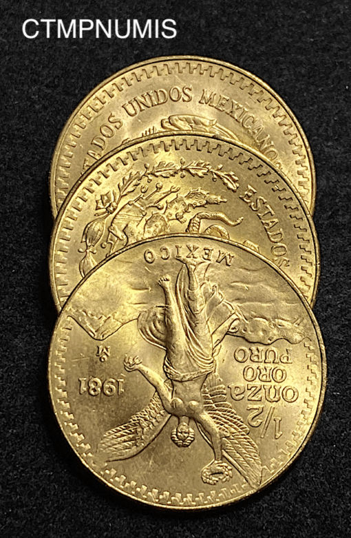,MONNAIE,MEXIQUE,1/2,ONCE,OR,PUR,1981,