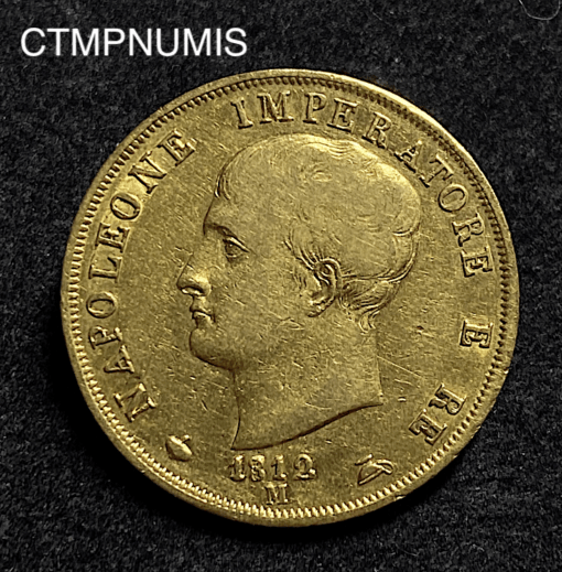,MONNAIE,ITALIE,40,LIRE,OR,NAPOLEON,1812,M,MILAN,