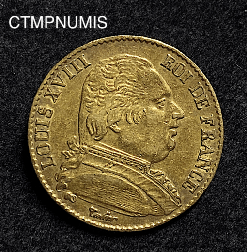 ,MONNAIE,20,FRANCS,OR,LOUIS,XVIII,1815,W,LILLE,