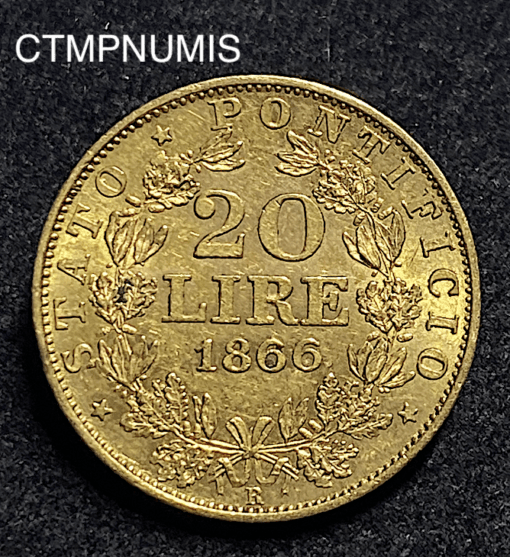 ,MONNAIE,VATICAN,20,LIRE,OR,1866,ROME,