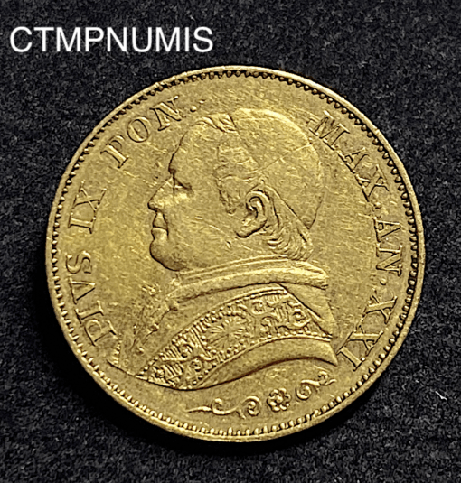 ,MONNAIE,VATICAN,20,LIRE,OR,1866,ROME,
