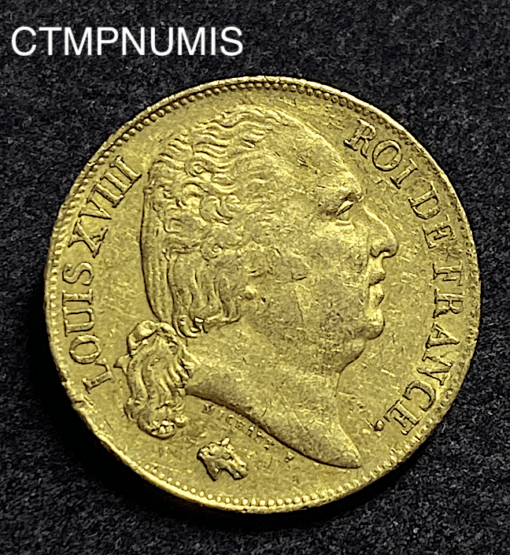 ,MONNAIE,20,FRANCS,OR,LOUIS,XVIII,1817,PERPIGNAN,