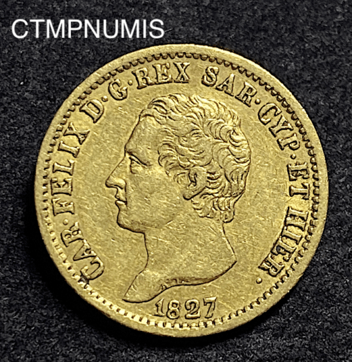 ,MONNAIE,ITALIE,20,LIRE,OR,1827,TURIN,