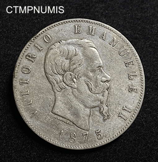 ,MONNAIE,ITALIE,5,LIRE,ARGENT,1875,PETIT,R,ROME