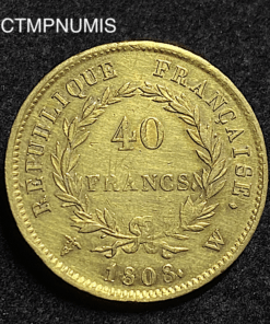 ,MONNAIE,40,FRANCS,OR,NAPOLEON,1808,W,LILLE,