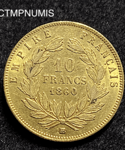 ,MONNAIE,10,FRANCS,OR,NAOLEON,1860,BB,STRASBOURG,