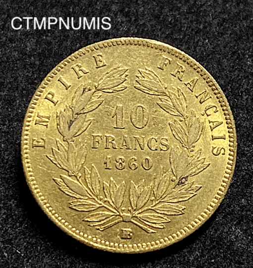,MONNAIE,10,FRANCS,OR,NAOLEON,1860,BB,STRASBOURG,