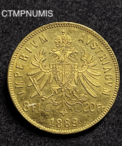 ,MONNAIE,AUTRICHE,20,FRANCS,8,FLORIN,OR,1889,