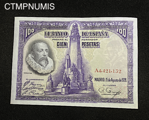 ,BILLET,ESPAGNE,100,PESETAS,15,08,1928,NEUF,