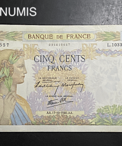 ,BILLET,500,FRANCS,LA,PAIX,17,10,1940,