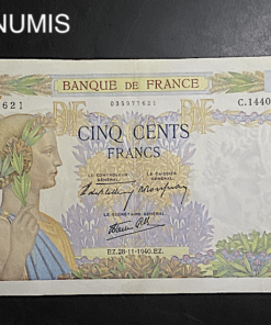 ,BILLET,500,FRANCS,LA,PAIX,28,11,1940,