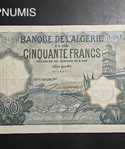 ,BILLET,ALGERIE,COLONIE,50,FRANCS,3,9,1920,