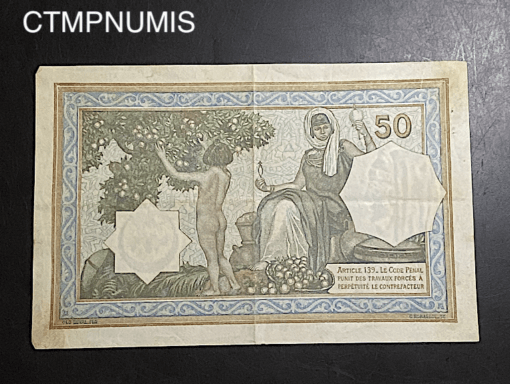 ,BILLET,ALGERIE,COLONIE,50,FRANCS,3,9,1920,