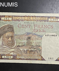 ,BILLET,ALGERIE,COLONIE,100,FRANCS,27,05,1942,